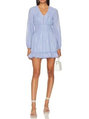 Heirloom Mini Dress Size M Periwinkle Cinched Waist Summer Wedding Guest Ptp 18”